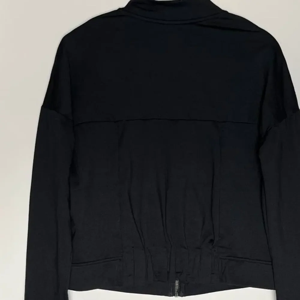 Fabletics Cropped Zip Up Attis Bomber Jacket Women's Size XS black